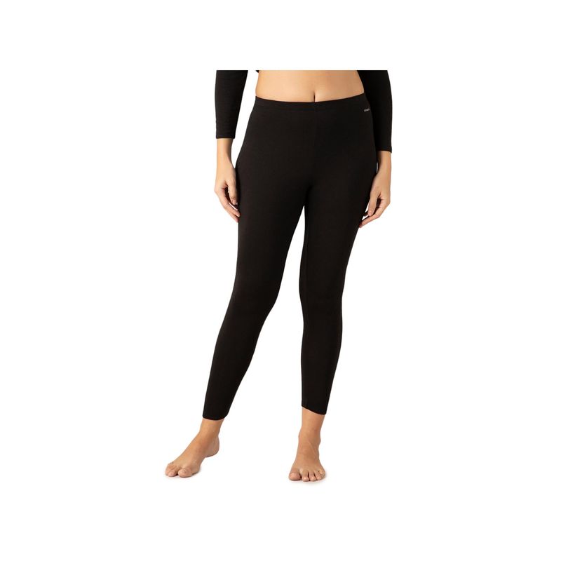 Amante Womens Black 7-8th Length Mid Rise Solid Leggings LIN110501C1293S (S)