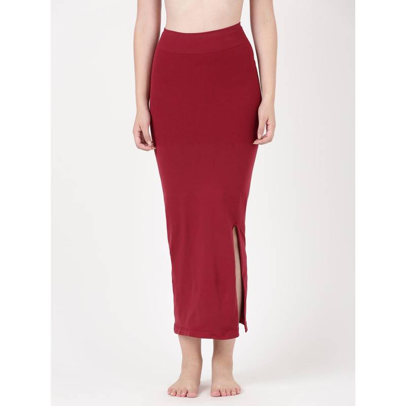BLOSSOM Womens Maroon Seamless Side Slit Saree Shapewear (M)