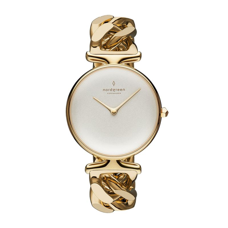 Buy Nordgreen Unika 32mm Gold White Dial with Gold Chain Watch Strap (M