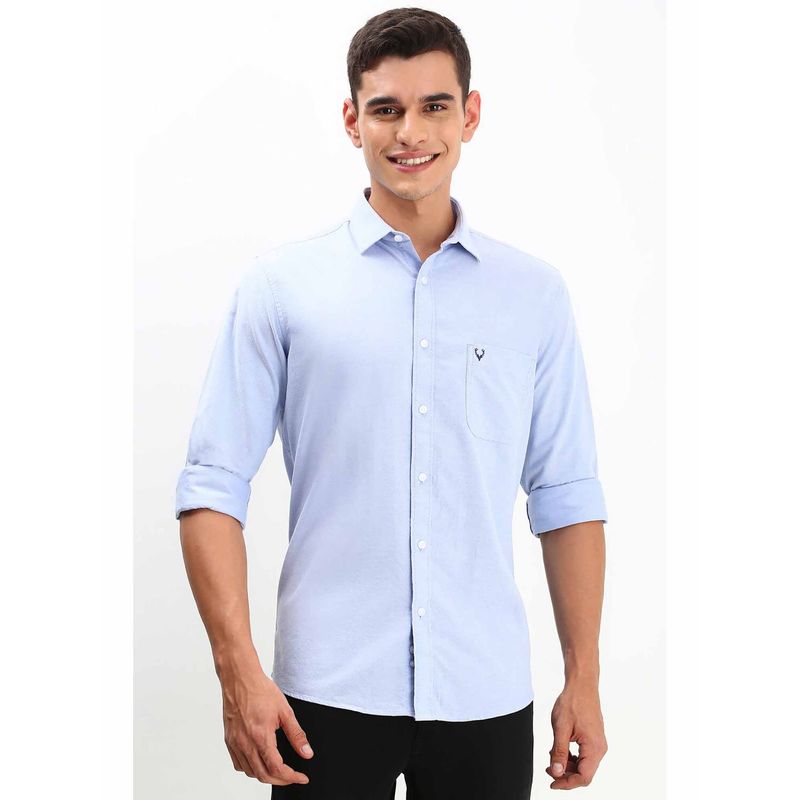 Allen Solly Men's Blue Slim Fit Solid Full Sleeves Casual Shirts (42)