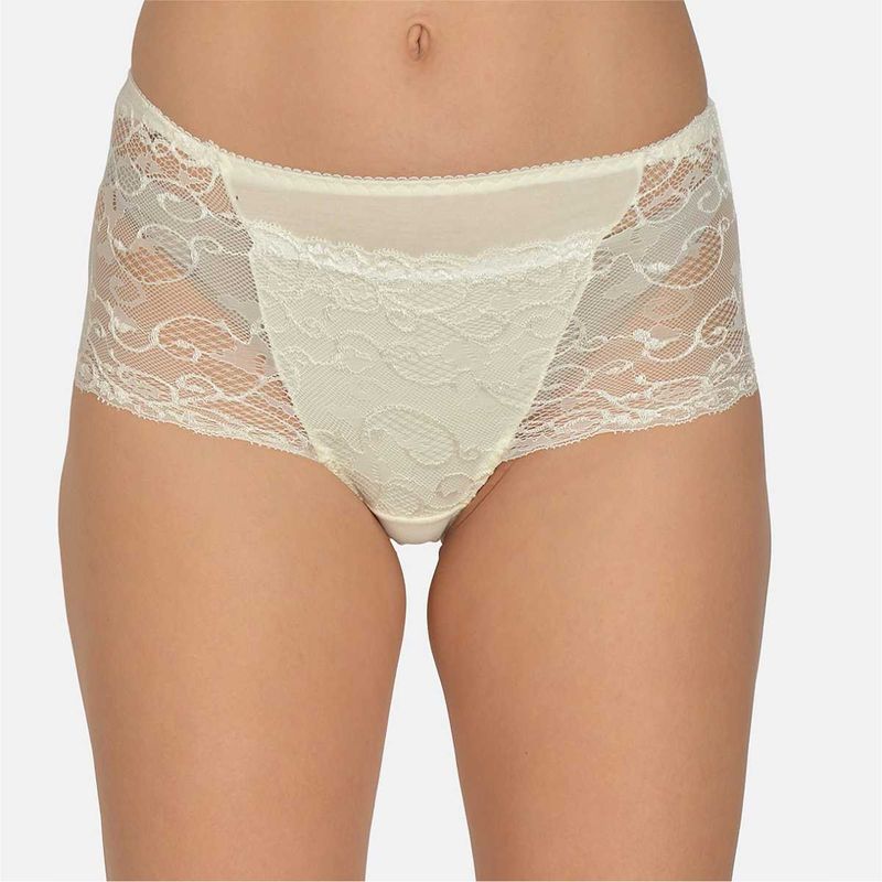 Mod & Shy Women Lace Hipster Brief - White (L)