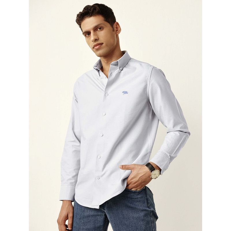 Andamen Men Grey Full Sleeve Slim Fit Casual Shirt (S)