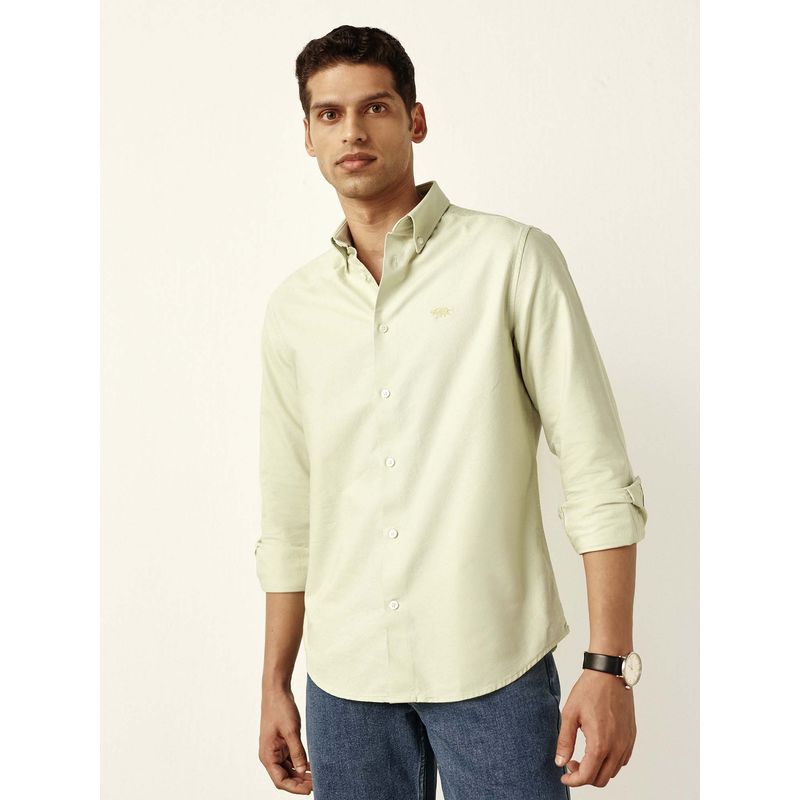 Andamen Regular Fit Men Green Full Sleeve Button Down Casual Shirt (S)