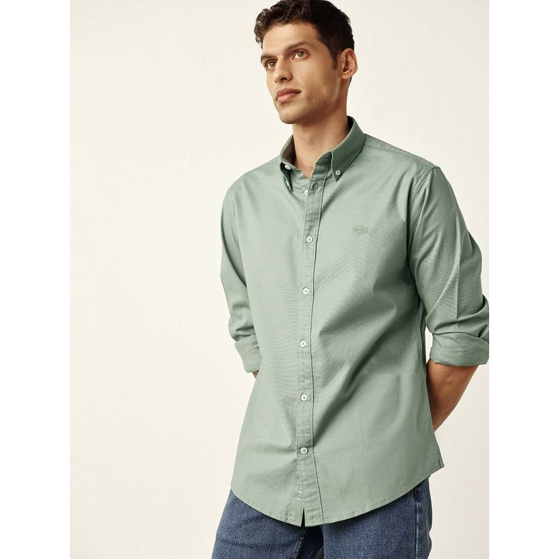 Andamen Green Men Full Sleeve Stretchable Slim Shirt (M)