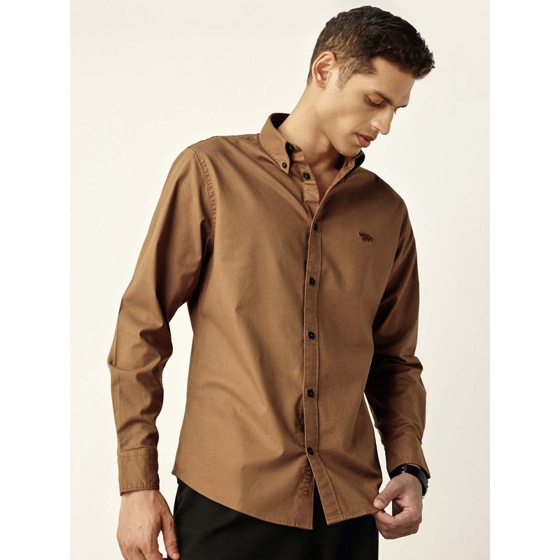 Andamen Regular Fit Brown Men Full Sleeve Stretchable Shirt (M)