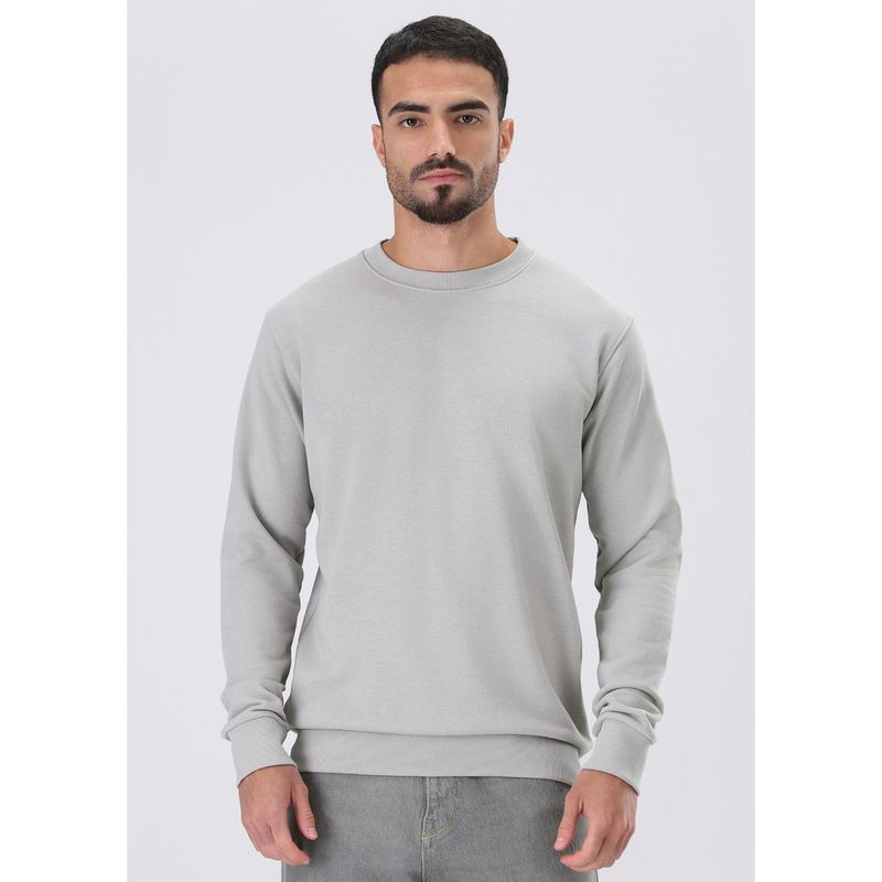 Banana Club Grey Solid Regular Fit Sweatshirt (S)