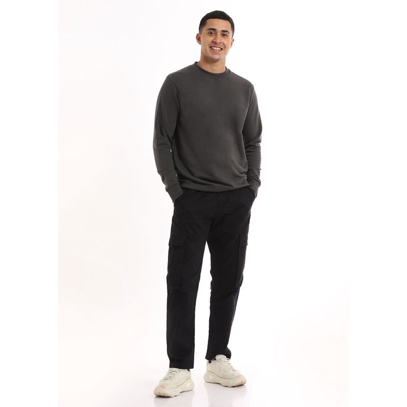 Banana Club Grey Solid Regular Fit Sweatshirt (S)