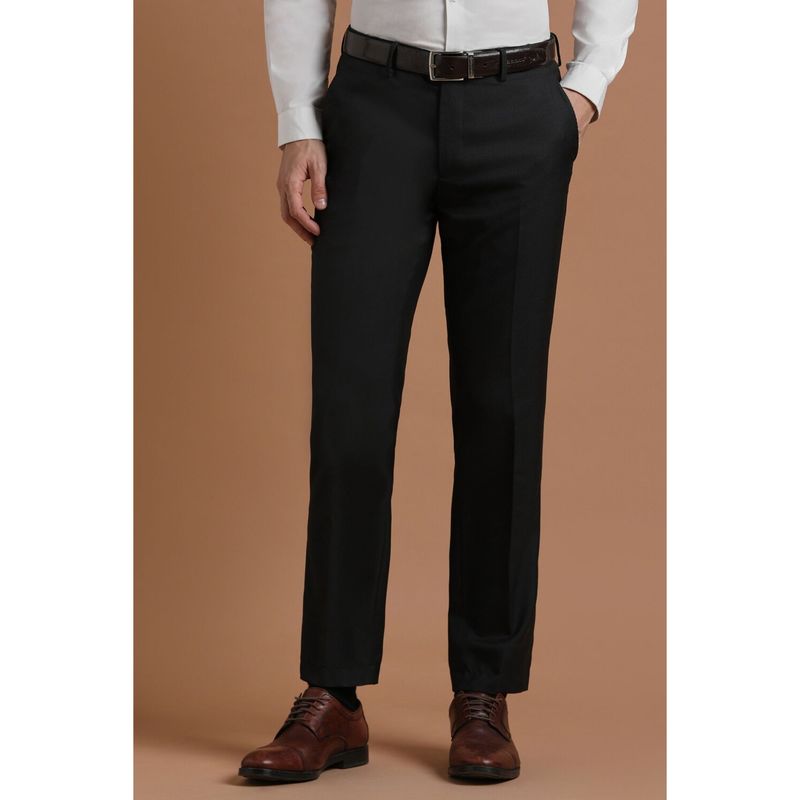 Allen Solly Men Black Slim Fit Solid Formal Trousers (32)