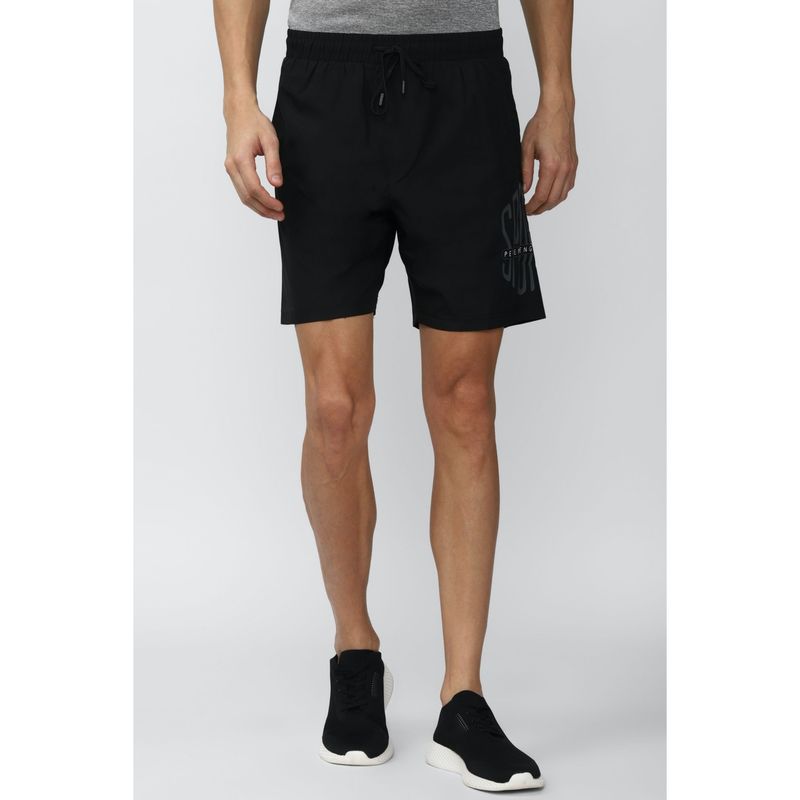 Peter England Men Black Printed Athletic Fit Shorts (S)