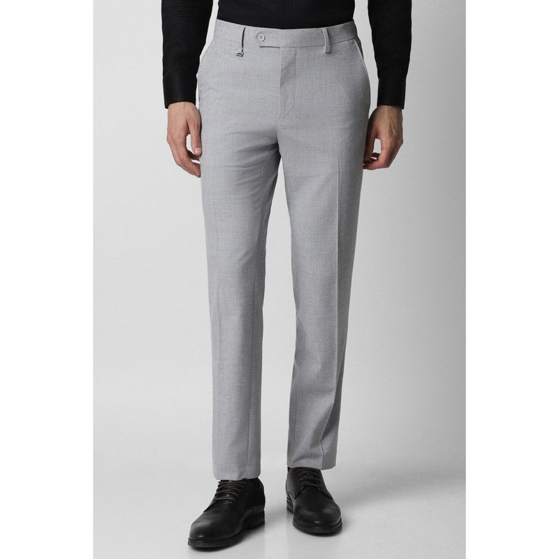 Van Heusen Men Grey Textured Slim Fit Trousers (38)