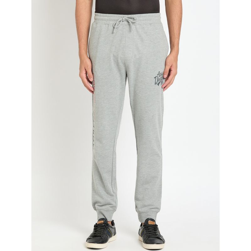 Club York Men Grey Melange Printed Joggers (M)