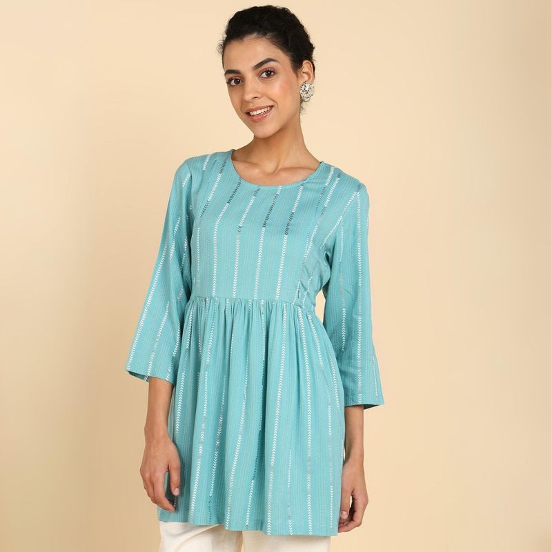 Zelena Women Rayon 3-4 Sleeves Round Neck Maternity Feeding with Zippers Top (XL)