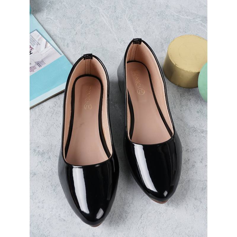 Iconics Western Solid Black Ballerinas (EURO 39)