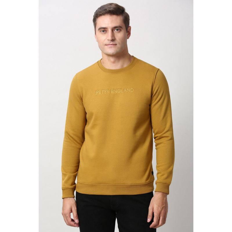 Peter England Mustard Crew Neck Sweatshirt (XL)
