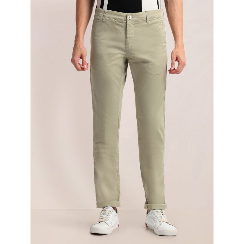 U.S. POLO ASSN. Printed Slim Straight Fit Satin Chinos (30)