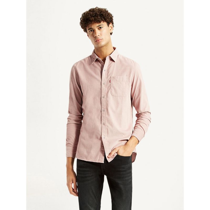 Levi's Men's Corduroy Solid Mauve Slim Fit Shirt (XL)