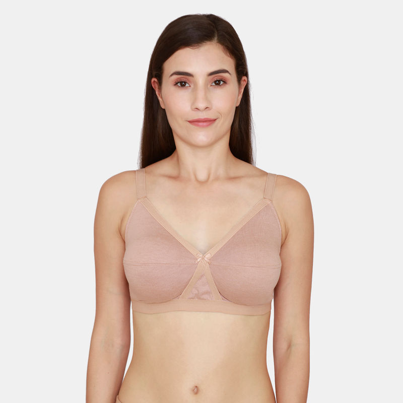 Zivame Rosaline Everyday Double Layered Non Wired Medium Coverage Super Support Bra - Roebuck (34D)