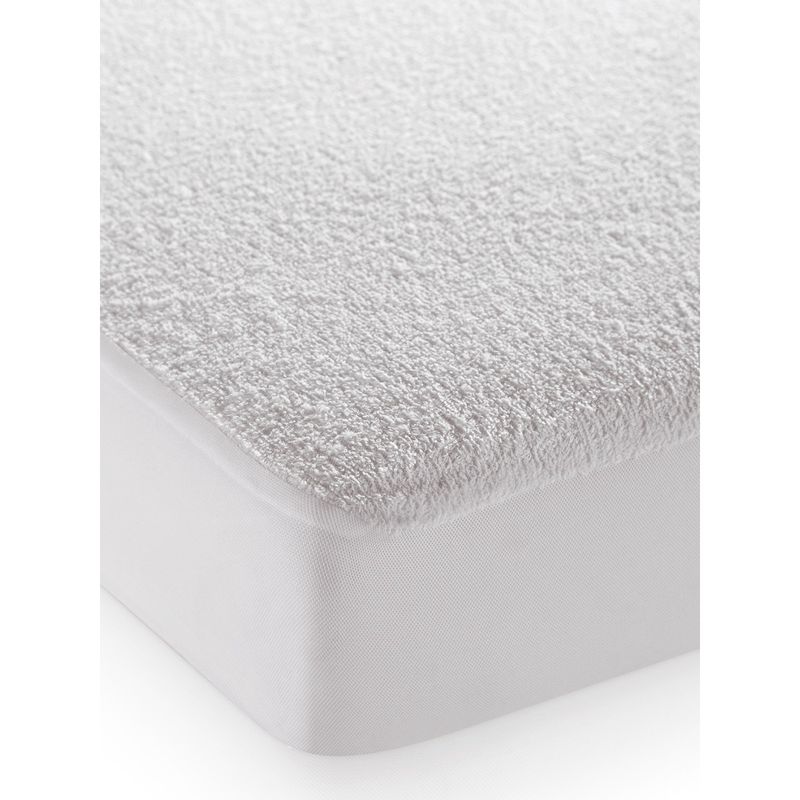 BIANCA Mattress Protector with Fitted Pattern and Elastic Edges 1Pc Large Plain White