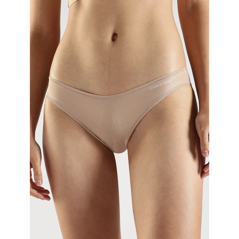 Calvin Klein Solid Beige Low Rise Bikini-Brief (XS)