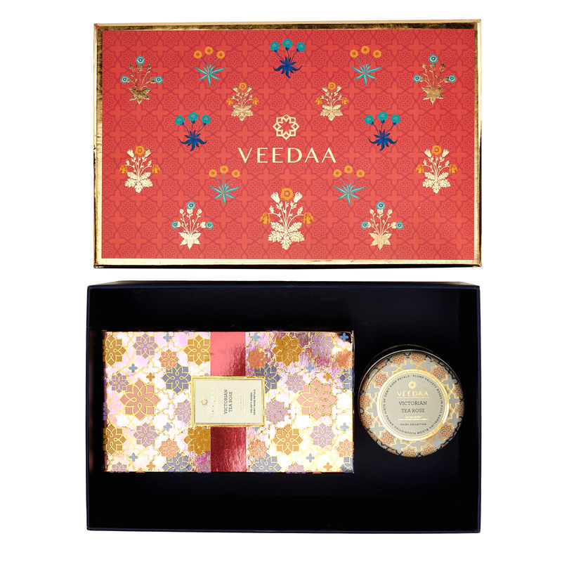 Buy Veedaa Victorian Tea Rose Fragrance Reed Diffuser & Mason Tin ...