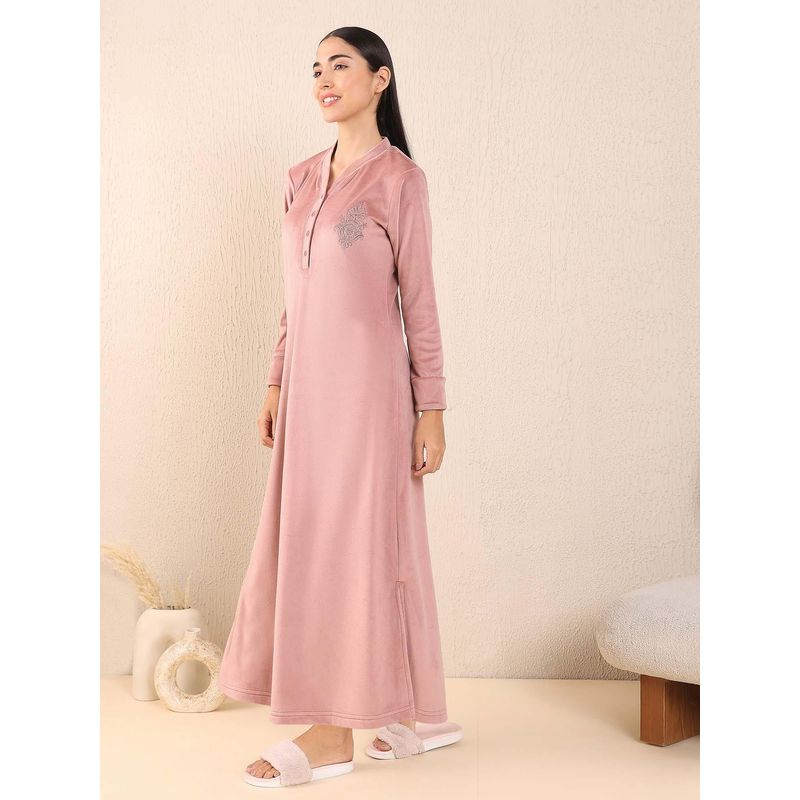 Sweet Dreams Womens Velour Spandex Long Nightdress Pink (2XL)