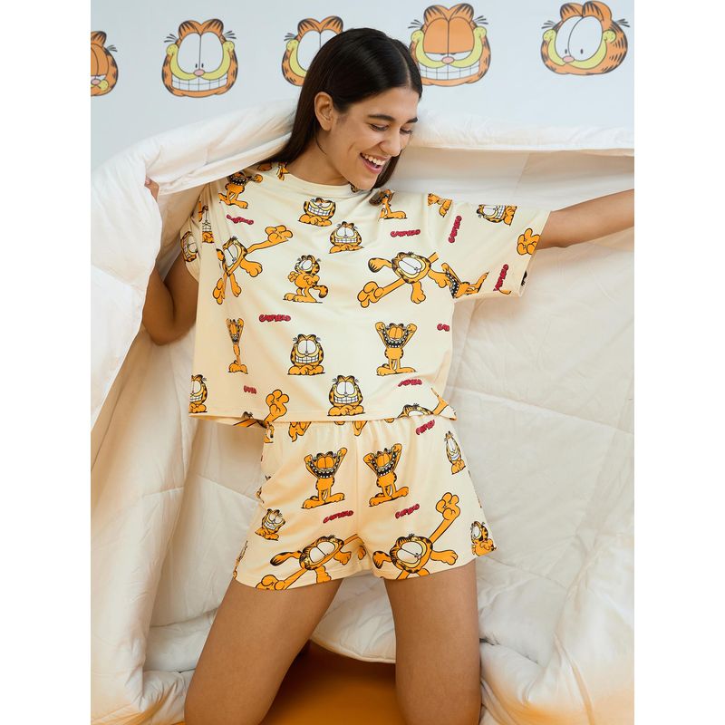 Sweet Dreams Womens Garfield Top with Shorts Off White (XS)