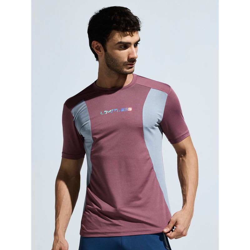 DOMIN8 Men Red Polyester Colorblock Slim Fit T-Shirt (S)