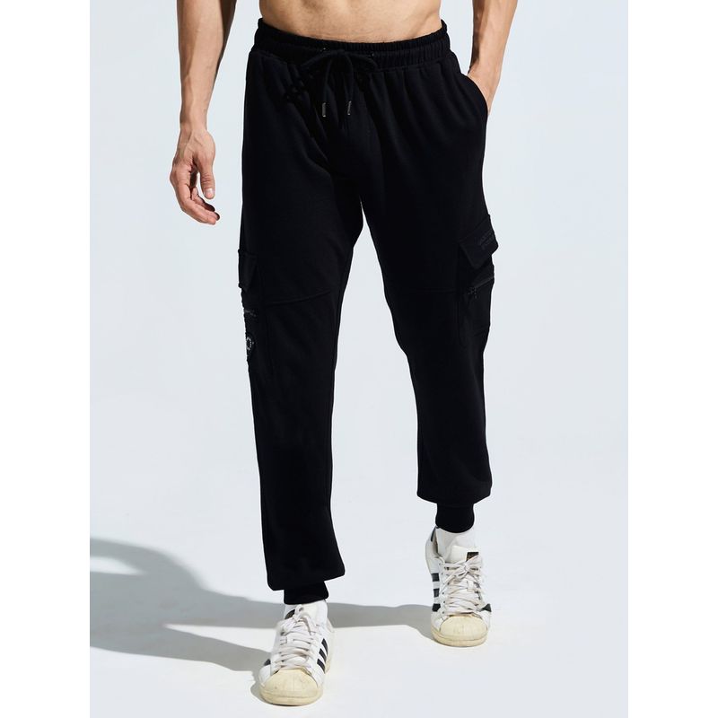 DOMIN8 Mens Stretchable Pure Cotton Cut and Sew Multi-Pocket Breathable Joggers (S)