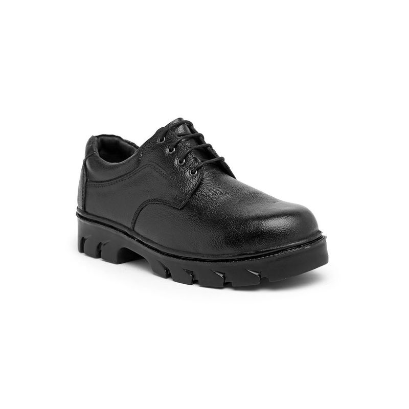 Teakwood Leathers Men Black Texture Geniune Leather Shoe - Euro 42