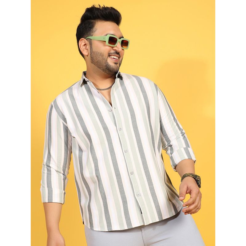 Instafab Plus Men Multitrack Striped Button Up Shirt (3XL)