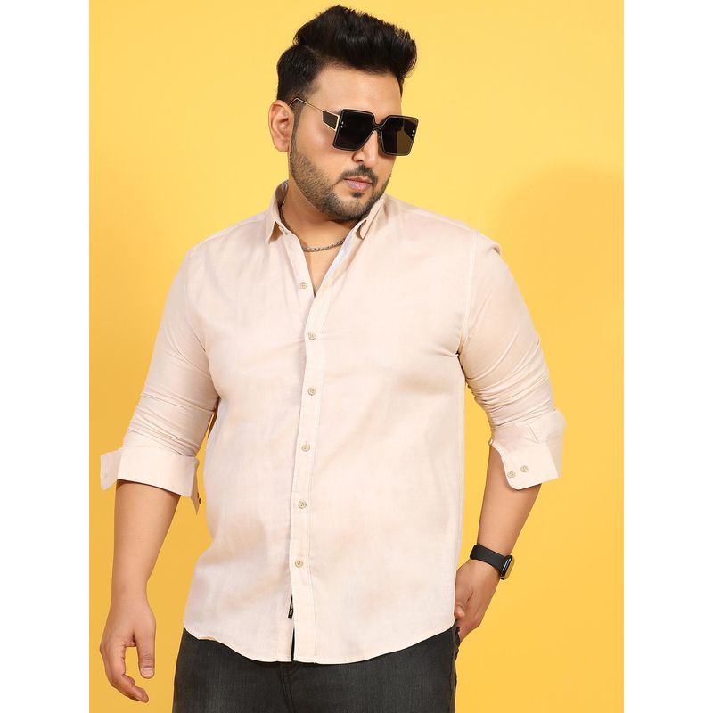 Instafab Plus Men Beige Basic Oxford Shirt (3XL)