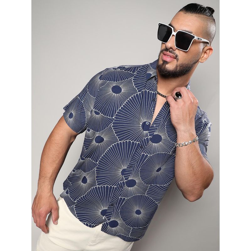 Instafab Plus Men Mushroom Print Button Up Shirt (3XL)