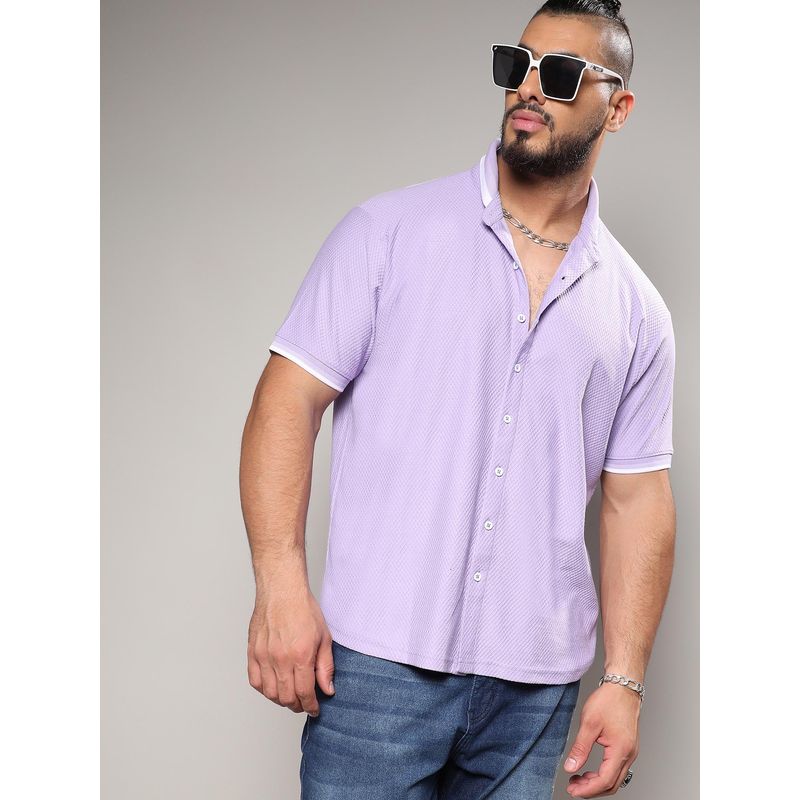 Instafab Plus Men Lavender Contrast Hem Shirt (3XL)