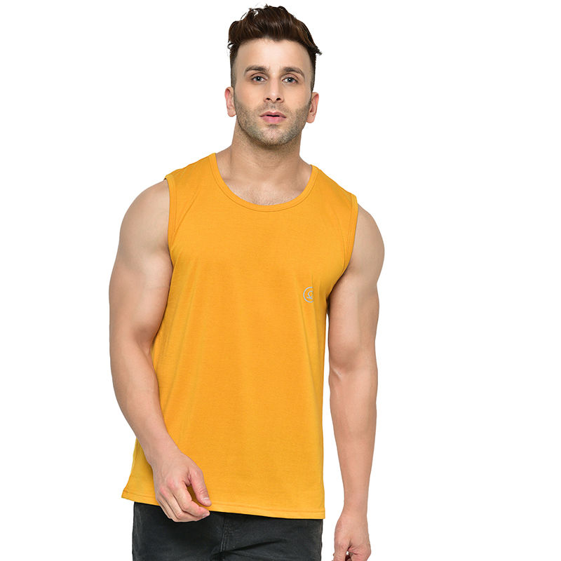 Chkokko Men Gym Tank Tops - Mustard (M)