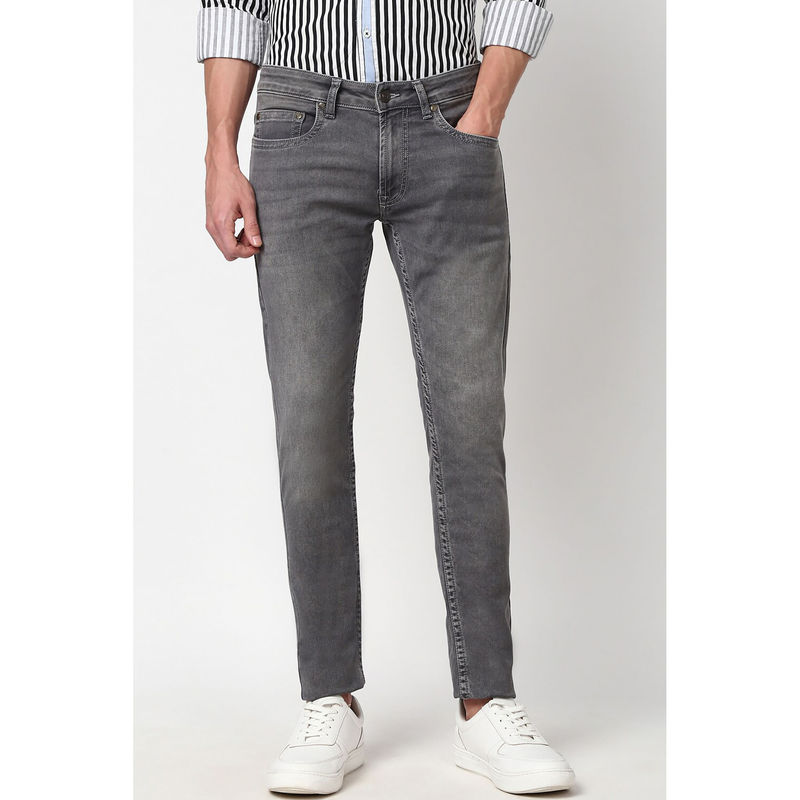 Peter England Men Grey Mid Wash Skinny Jeans (30)