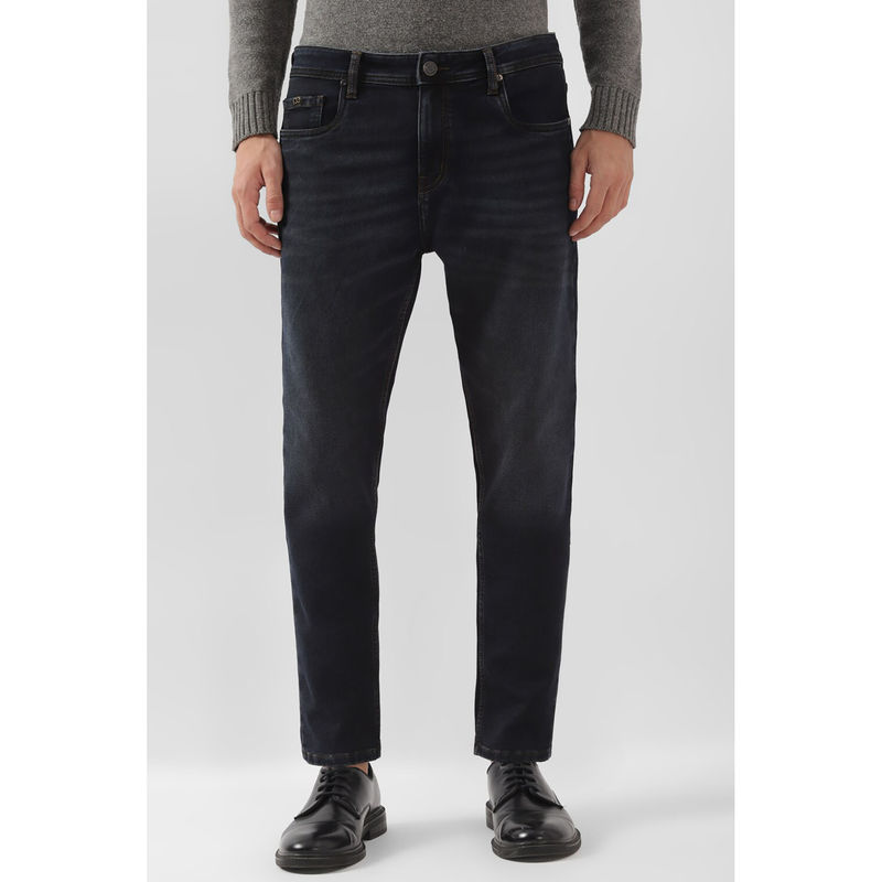 Peter England Men Black Light Wash Slim Straight Jeans (32)