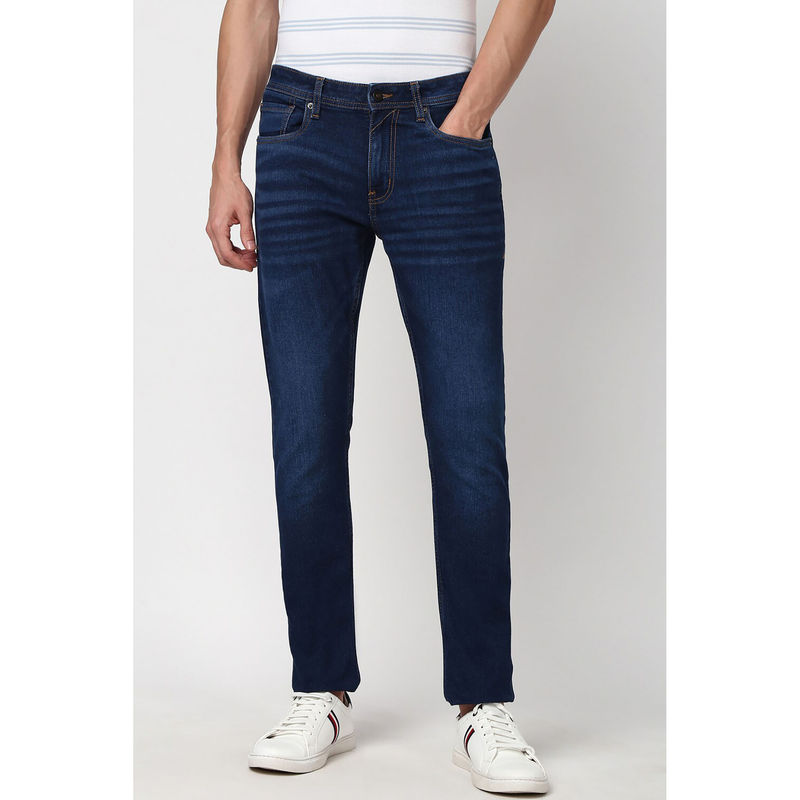 Peter England Men Navy Dark Wash Slim Jeans (36)
