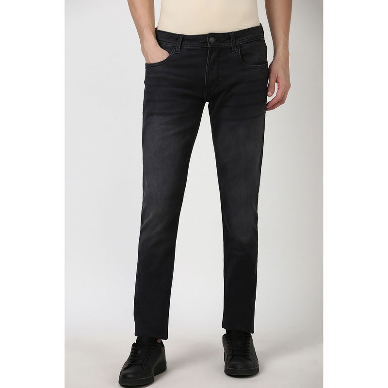 Peter England Men Black Light Wash Low Skinny Fit Jeans (36)