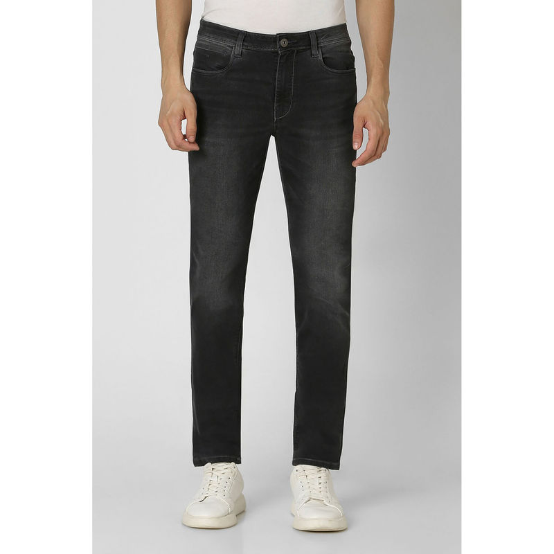 Van Heusen Men Black Mid Wash Slim Fit Jeans (32)