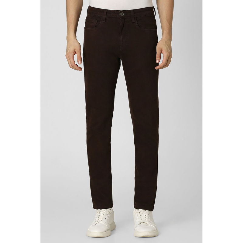 Van Heusen Men Brown Dark Wash Skinny Fit Jeans (30)
