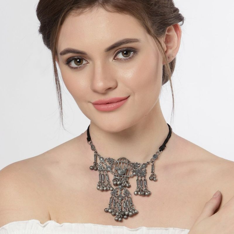 Moedbuille Filigree Work Antique Tribal Design Oxidised Silver Plated