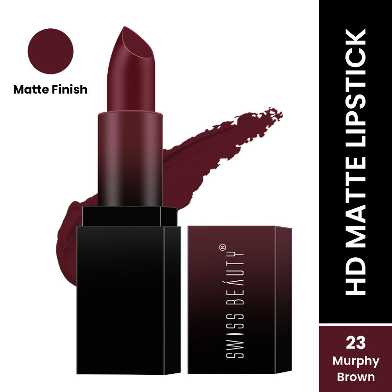 Swiss Beauty HD Matte Lipstick , High Coverage , Lightweight - 23 Murphy Brown