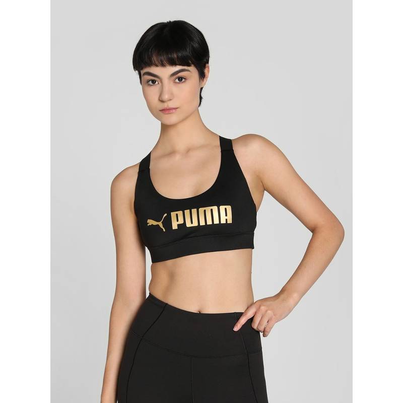 Puma Mid Impact Fit Women Black Sports Bra (XL)