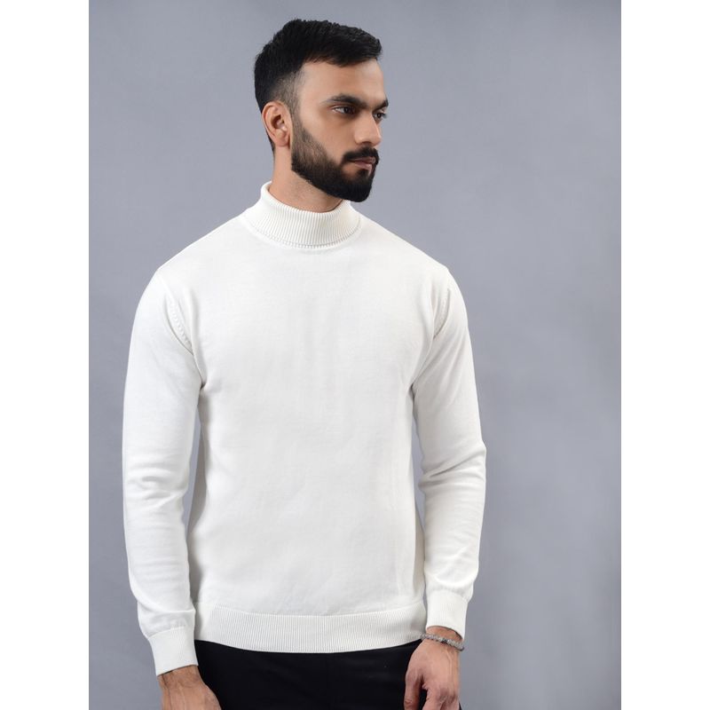 JadeBlue Mens Slim Fit White Cotton Winter Sweater (46)