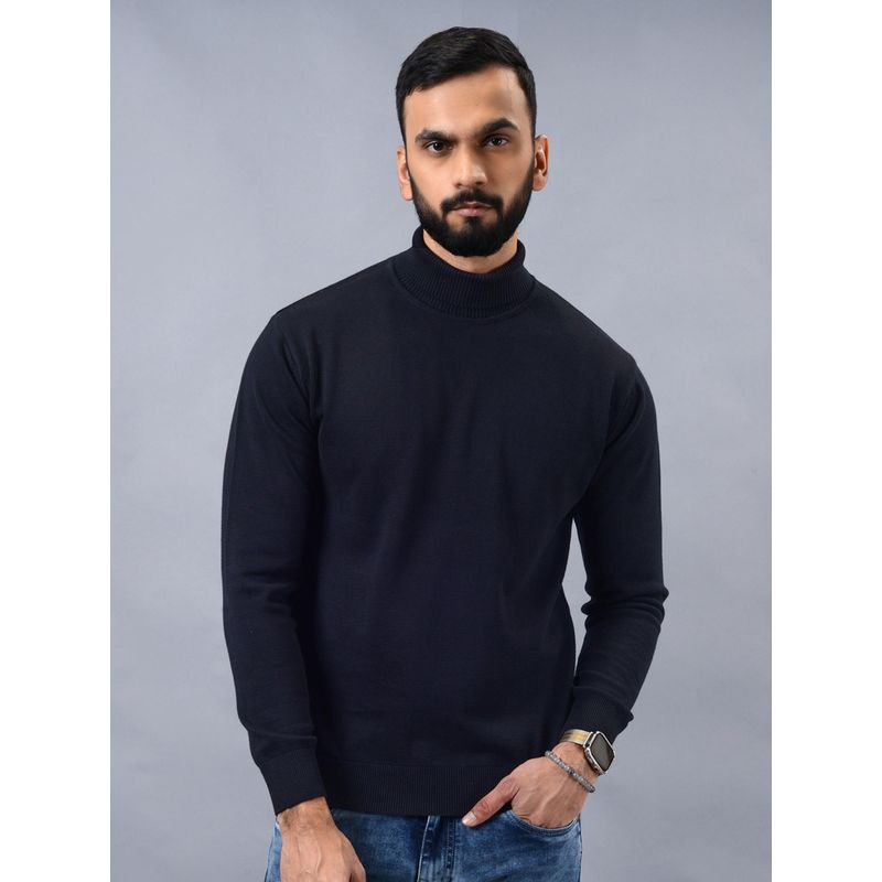 JadeBlue Mens Slim Fit Navy Blue Cotton Winter Sweater (48)