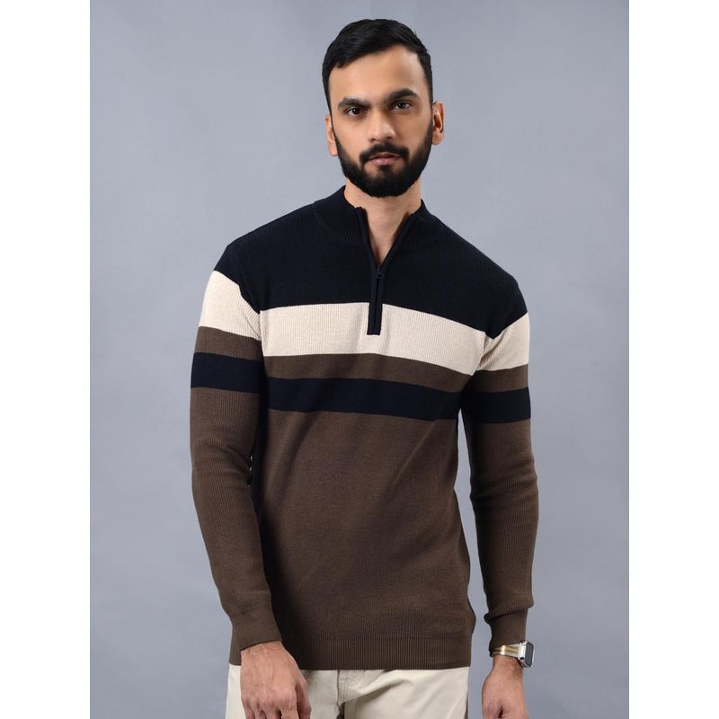 JadeBlue Mens Slim Fit Brown Cotton Winter Sweater (39)