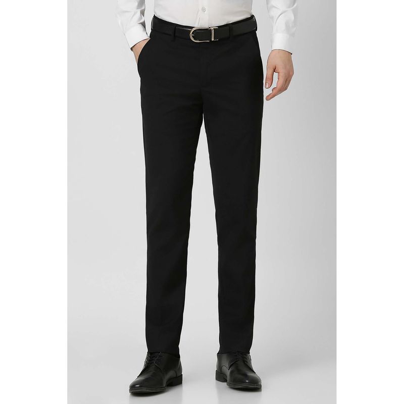 Peter England Men Black Solid Formal Trousers (34)