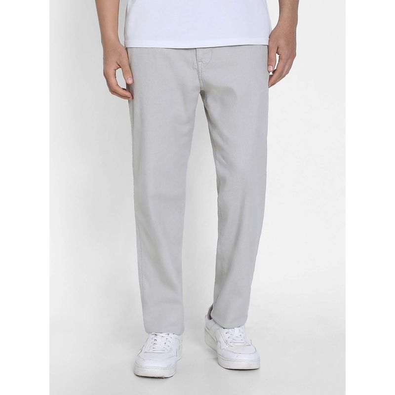 American Eagle Men Grey Flex Linen-Blend Pull-On Athletic Fit Easy Trouser (M)
