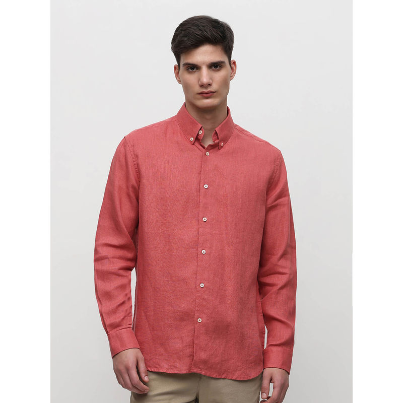 SELECTED HOMME Red Linen Full Sleeves Shirt (XXL)
