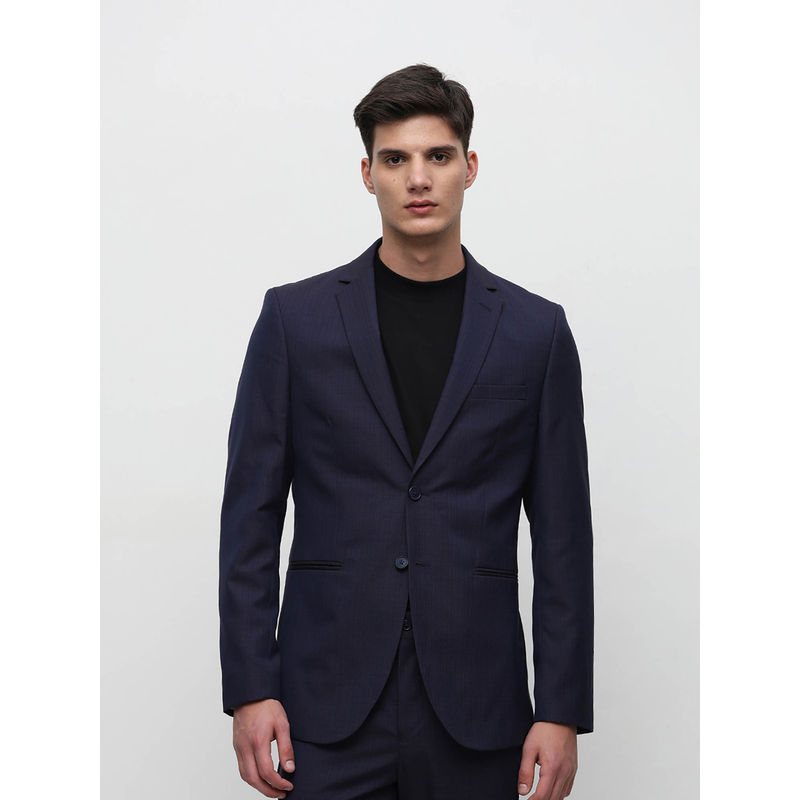 Selected Navy Blue Check Tailored Blazer (46)